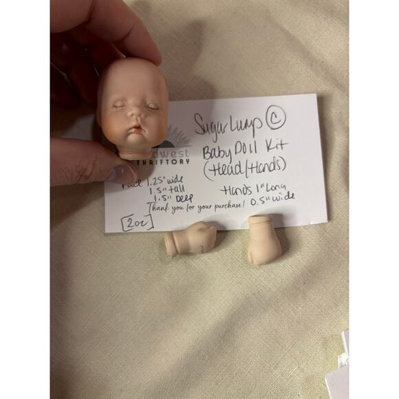 Vintage Sugar Lump Baby Doll Head & Hands Set C – Bisque Craft Parts - Picture 11 of 11